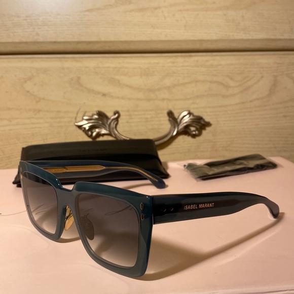NWT Isabel Marant Sophy Rectangle Square frame acetate Designer Sunglasses GREEN - Picture 14 of 17